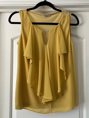Ruffle-Front Sleeveless Blouse in Yellow by CANNELLA